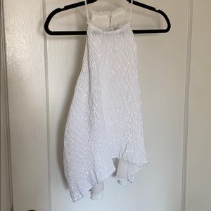 White sequin halter top